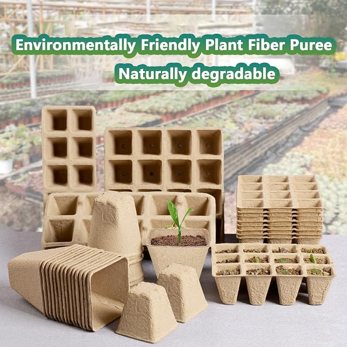 120 Cells Seed Starter Tray, 10 Pack Biodegradable Peat Pots with 100 Labels, Plant Starter Kit for Seedlings
