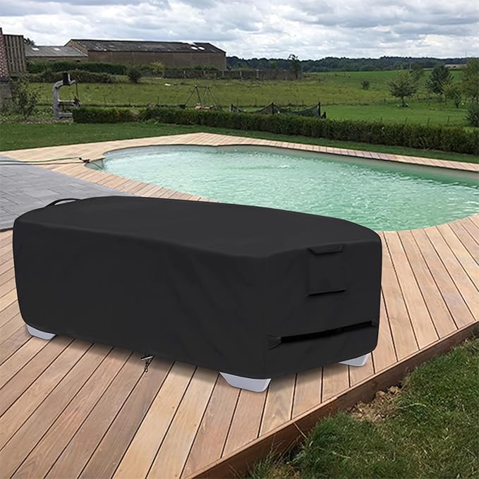 Outdoor Lounge Chair Covers for 4-6 Stackable Patio Chaise Lounge Chairs, Waterproof, Durable Polyester Fabric 80 x 32 x 40 Inch Pool lounge chair covers for Winter Storage (Black)