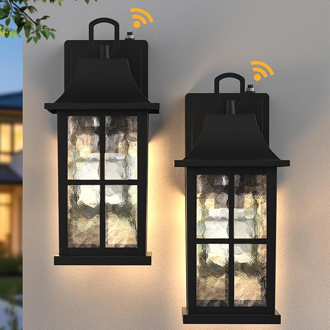 Modern Outdoor Light Fixture 2 Pack, Aluminium Dusk to Dawn Outdoor Lighting, Exterior Wall Sconce Waterproof Porch Light, Outside Light for House, Garage, Patio, Black
