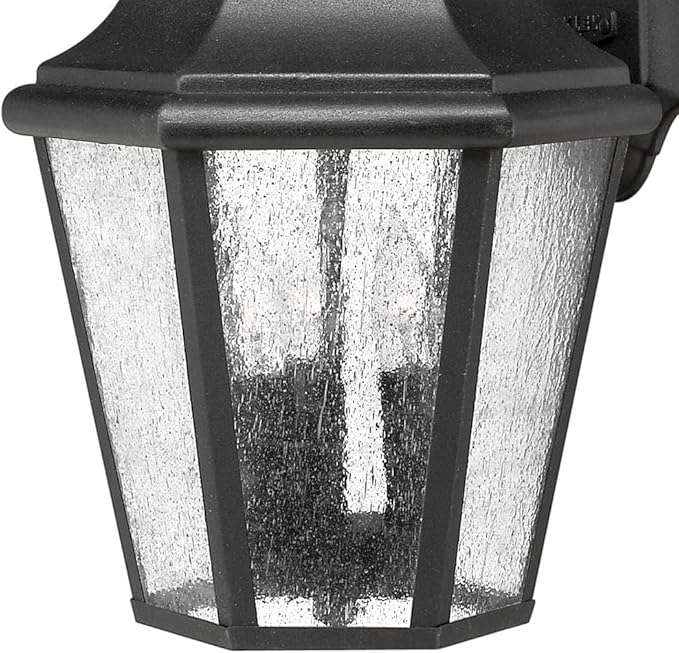 Hinkley Edgewater Medium Wall Mount Outdoor Lantern - Estate Series, 3-Light, Aluminum, Clear Seedy Glass - Black Finish
