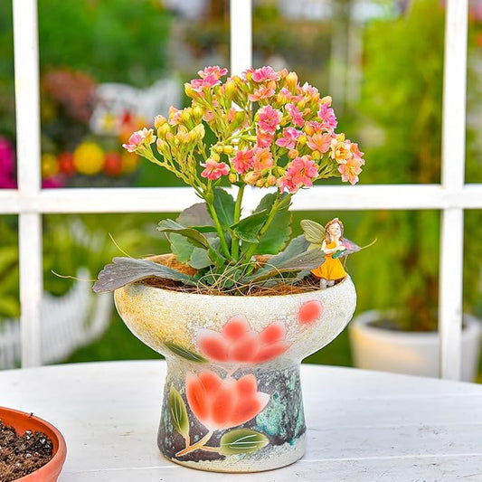 Sungmor 7.5 Inch Large Succulent Plant Pots, Pretty Hand Painted Ceramic Planter with Drainage, Indoor Outdoor Cactus Planter Bonsai Pot, Flower Pot for Indoor Plants Garden Windowsill Desktop Decor