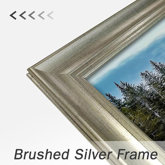 Framed Lake Scenery Wall Art: Natural Mountain Water Canvas Painting Woodland Sunset Picture for Living Room