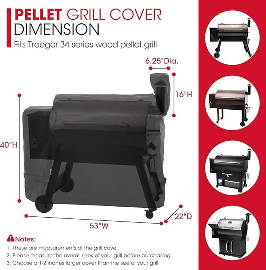 Unicook Pellet Grill Cover Compatible with Traeger Pro 34/780 Series, Texas, and Pit Boss 820, Heavy Duty Waterproof Wood Pellet Smoker Cover, Fade Resistant Full Length BBQ Grill Protector, Black
