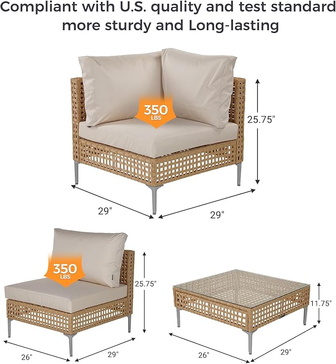 Grand patio 9-Piece Patio Furniture Set with 47" Fire Pit Table, Outdoor Conversation Set & 50,000 BTU 47 Inch Rectangle Propane Fire Pit & Storage Box with Water Resistant Thick Cushions, Cream