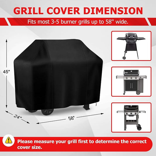 57 Inch Grill Cover for Outdoor Grill, Heavy Duty Waterproof BBQ Cover, Fade Resistant & Tear Resistant Gas Grill Cover
