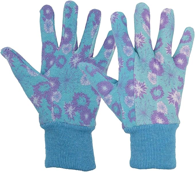 HANDLANDY 4 Pairs Women Garden Gloves, Cotton Ladies Soft Jersey Gardening Gloves with PVC Dots, Floral Yard Work Gloves