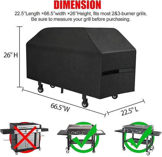 Griddle Cover, 36 Inch BBQ Gas Flat Top Grill Cover for Blackstone Grill, Waterproof, Anti-Uv, Rip-Proof, Fade Resistant Material, Outdoor Griddle Cover with Hook-and-Loop Straps, Black