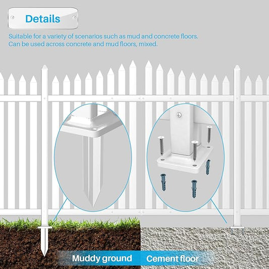 Patio 7 Sets Vinyl Picket Fence Panels 36" H x 84" W White PVC Decorative Fence for Front Yard Porch Patio Deck Pool Air Conditioner Fence Safety Dog Fence (34 Pickets, Scallop)