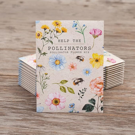 Bentley Seed Co. | Help Pollinators Kraft Bee! | 25 Non-GMO, Non-Coated Pollinator Wildflower Seed Packets | Flower Seeds Fro Planting | Garden Seed to Grow Live Plants | A Beautiful Gift