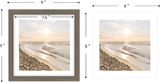 Framed Ocean Photo Wall Art: Modern Relaxing Beach Artwork Nature Coastal Dusk Scenery Picture 6 Pieces Seaside Seagulls Prints Horizontal Sunset Seascape Painting for Bedroom Bathroom
