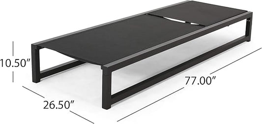 Christopher Knight Home Vivian Outdoor Aluminum Chaise Lounge with Mesh Seating (Set of 2), Black