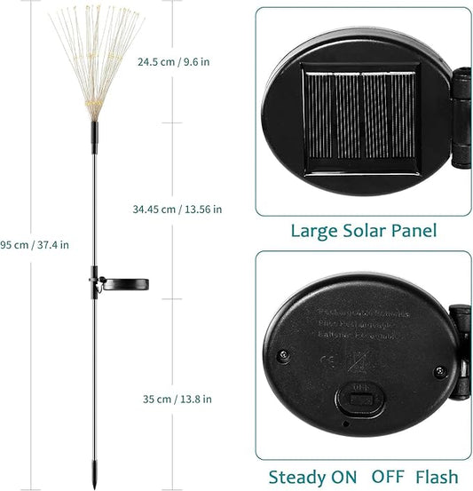 JJGoo Solar Firework Lights, 2 Pack 180 LEDs 2 Lighting Modes Solar Lights Outdoor Waterproof for Garden Patio Walkway Pathway Party Wedding Christmas Decorative - Pink
