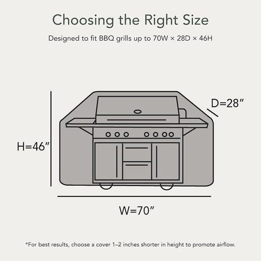 Covermates Classic Grill Cover - All-Weather Heavy Duty Outdoor BBQ Cover with Water-Resistant 12-Gauge Vinyl, Mesh Vents, Protection for Large Outdoor Grills, 70 Inch, Classic Tan