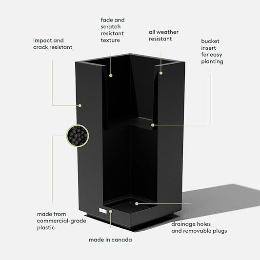 Veradek Block Series Pedestal Planter - Tall Planter for Indoor or Outdoor Front Porch | All-Weather Use with Removable Insert Bucket | Modern Décor for Flowers, Tall Trees, Faux Plants
