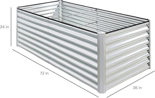 Best Choice Products 6x3x2ft Outdoor Metal Raised Garden Bed, Deep Root Box Planter for Vegetables, Flowers, Herbs, and Succulents w/ 269 Gallon Capacity - Galvanized