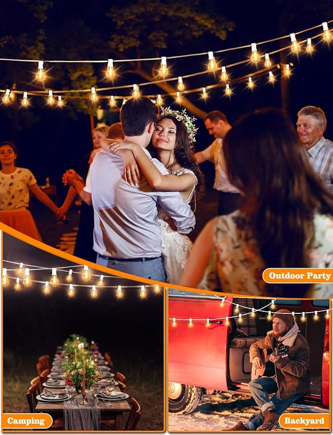 String Lights for Outside 120ft Waterproof with 60+3pcs A39 Shatterproof Edison Bulbs Outdoor String Lights for Patio, Yard, Cafe, Bistro, Market, Warm White 2200k