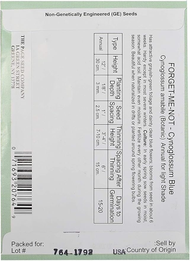 Set of Flower Seed Packets! Flower Seeds in Bulk - Great for Creating the Garden of Your Dreams! (100, Forget-Me-Not Blue)