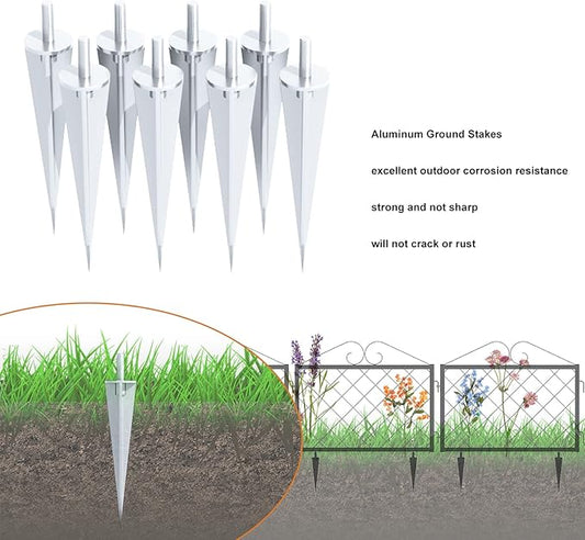 Zhongma Decorative Metal Garden Fence, Pack of 4pcs, Total 26" H x 97.5" L