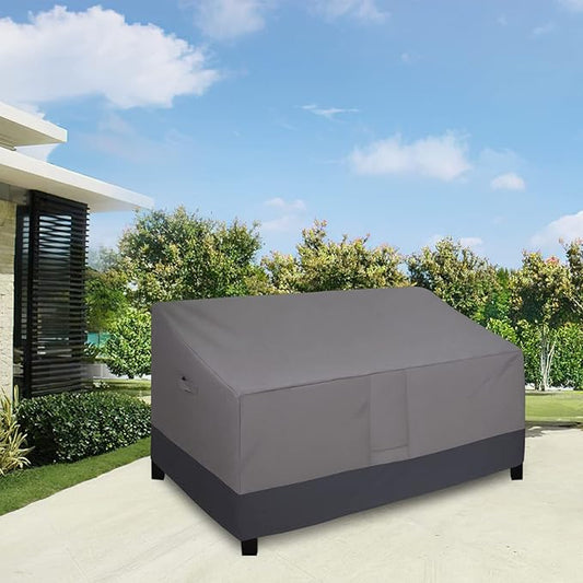 Easy-Going Outdoor Couch Cover, Heavy Duty 3-Seater Patio Sofa Cover, Windproof Outdoor Furniture Cover with Air Vent (88Wx32.5Dx33H inch,Gray/Dark Gray)