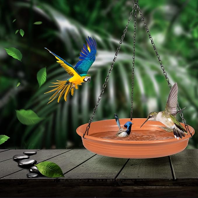 Hanging Bird Bath Hanging Bird-Feeder - CARGEN Garden BirdBath Tray Wildlife Feeder Plate Water Bowl or Water Bowl for Outdoors Garden Patio Decoration