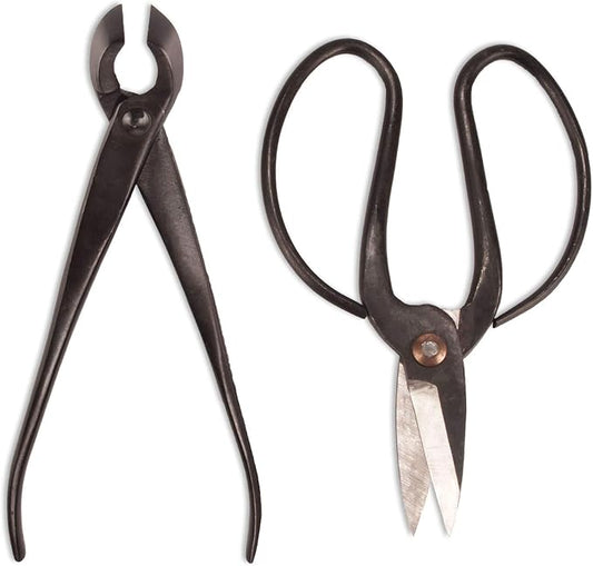 BambooMN Bonsai Basics Set - 8" Concave Cutter, 7" Heavy Duty Shear - 1 Set