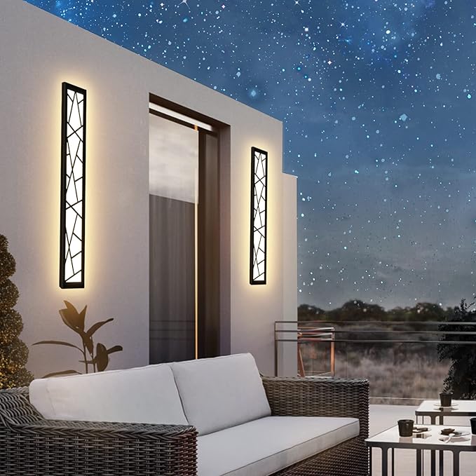 Outdoor Wall Lights 31.5inch Modern Outdoor Wall Sconce LED Long Wall Sconces Black Front Porch Light Waterproof Led Wall Light IP67 3000K Exterior Lighting fixtures