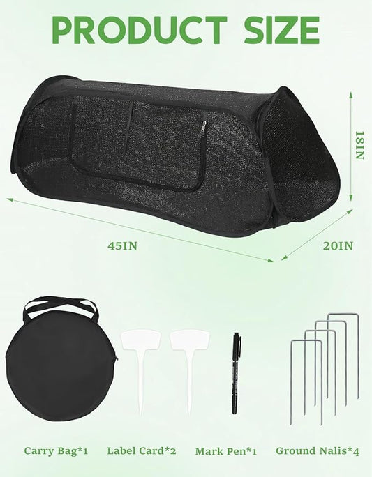 45"×20"×18"Pop Up Plant Shade Tent,Foldable UV Resistant Sun Shade Cloth,Raised Bed Shade Cover with Labels & Stakes,Breathable Garden Mesh Cover with Zipper Door for Vegetables,Fruits,Flowers