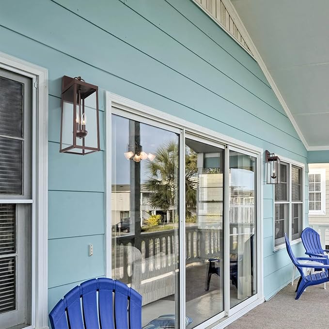 Outdoor Wall Sconce Lights, 20 Inch Tall Transitional Exterior Wall Lighting with Clear Glass, Modern Bronze Carriage Lantern Lamps Outside for Front Porch Garage Garden Patio Corridor Doorway