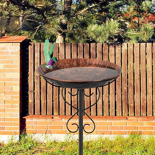 Metal Bird Bath for Outside,41 Inches Cast Iron Outdoor Bird Bath Bowl Birdbath & Standing Bird Feeder for Garden Yard Lawn Decor