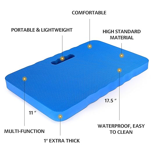 HOOPLE 2 Pack Extra Thick Kneeling Pad, Large Foam Kneeling Cushion for Gardening, Bathing, Exercise, Yoga & Garage Work, Waterproof Comfort Knee Mat, Durable Outdoor Garden Kneeler 17.5 x 11 x 1 Inch