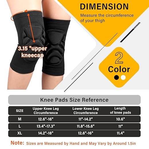 Haysandy 6 Pairs Knee Pads Bulk, Volleyball Breathable Knees Pads with Thick Sponge for Adult Youth Women Men Dancer Sport Training Workout Protector (Black,XL Size)