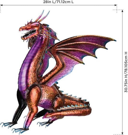 Regal Art & Gift Dragon Metal Statue – Indoor Outdoor Decorative Sculpture for Home & Garden Décor, Weather-Resistant Yard Art Figure for Patio, Lawn, Red