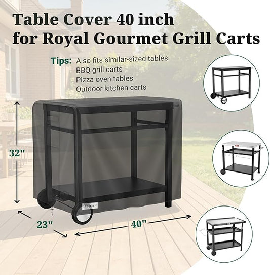 MR. COVER Outdoor Prep Table Cover 40 inch for Royal Gourmet Cart Flattop Worktable, 600D Heavy Duty Waterproof for Grill Dining Kitchen Island cart Protective, Outdoor Storage Cabinet Cover