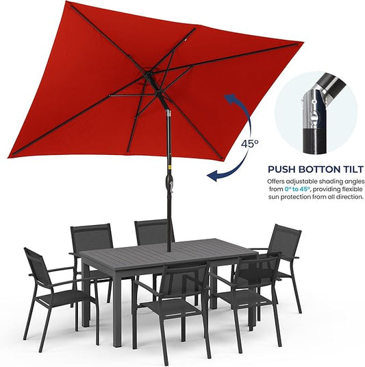 SUNVIVI OUTDOOR Patio Umbrella, Rectangular Patio Umbrella, Metal Pole Square Outdoor Umbrella with Crank and Push Button Tilt, Large Outdoor Umbrella with Polyester Canopy