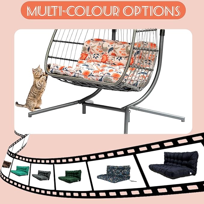 Replacement Cushions for Swing, Swing Cushions 3 Seater Replacement, Waterproof Thicken Washable Pad Cushion for Outdoor Indoor Furniture Swing Patio (Sunflower Orange, 40x63 inch)