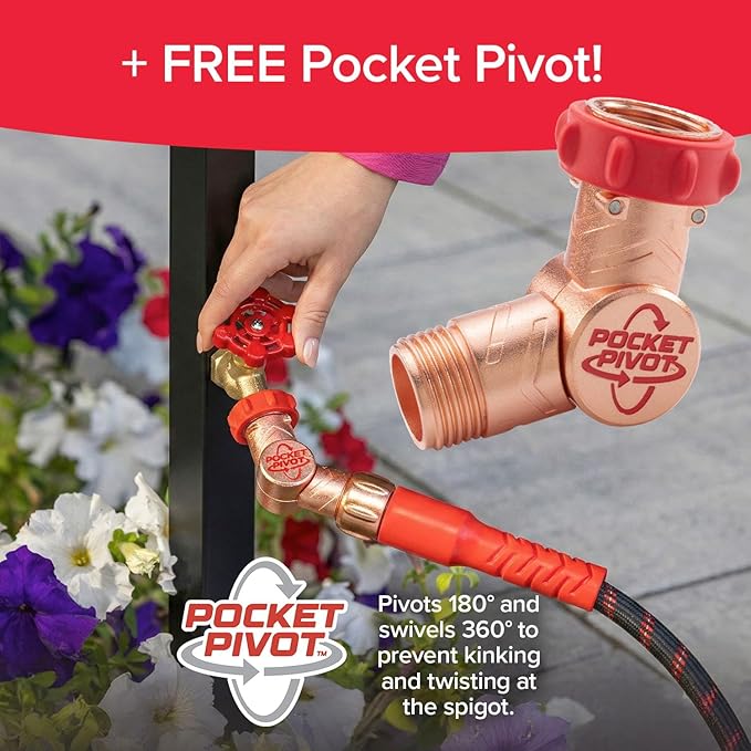 Pocket Hose Ballistic 75 FT Expandable Garden Hose w/Pocket Pivot Swivel Connector, Anti-Burst Sleeve Reinforced with Bulletproof Fiber, Lightweight, No-Kink, Compact, UV-Protected, AS SEEN ON TV