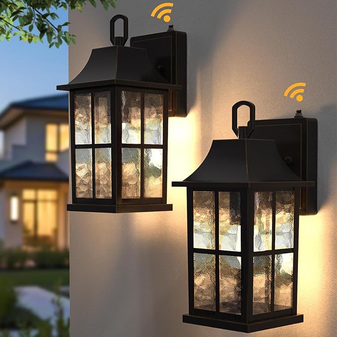 Modern Outdoor Wall Lights 2 Pack, Aluminium Dusk to Dawn Outdoor Lighting, Exterior Wall Lantern Waterproof Porch Light, Outside Light for House, Garage, Patio (Oil-Rubbed Bronze)