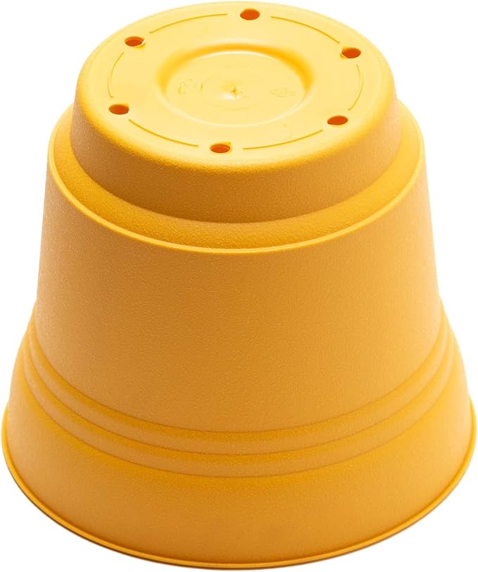 Bloem Saturn 7" Earthy Yellow Round Resin Planter Pot with Snap-in Saucer for Indoor and Outdoor Gardening