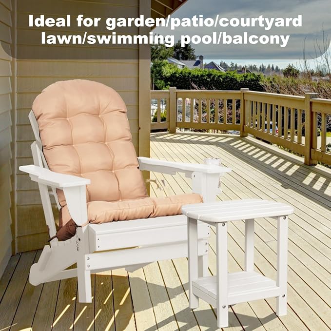 Adirondack Outdoor Side Table, 16.5” HDPE Small Patio Table with Storage Shelf, Weather Resistant End Table for Porch, Pool & Yard (White)