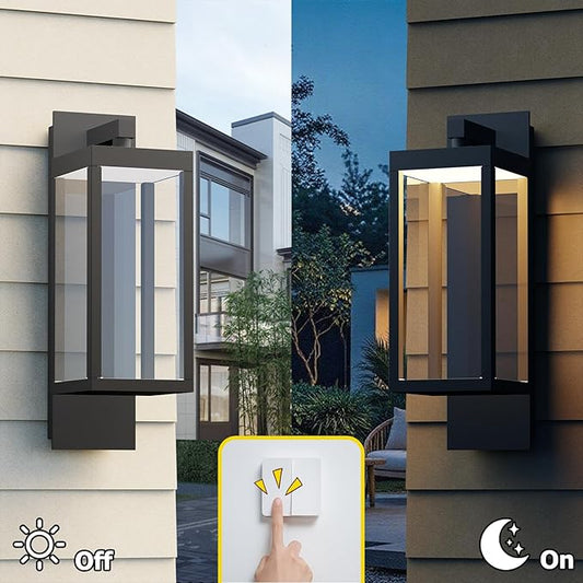 Outdoor Wall Light Fixtures, Outdoor Light Fixtures Wall Mount, Wall Sconce Lighting with Led Bulbs, Anti-Rust Modern Matte Black Outside Lights for Patio Front Door Entryway Garage