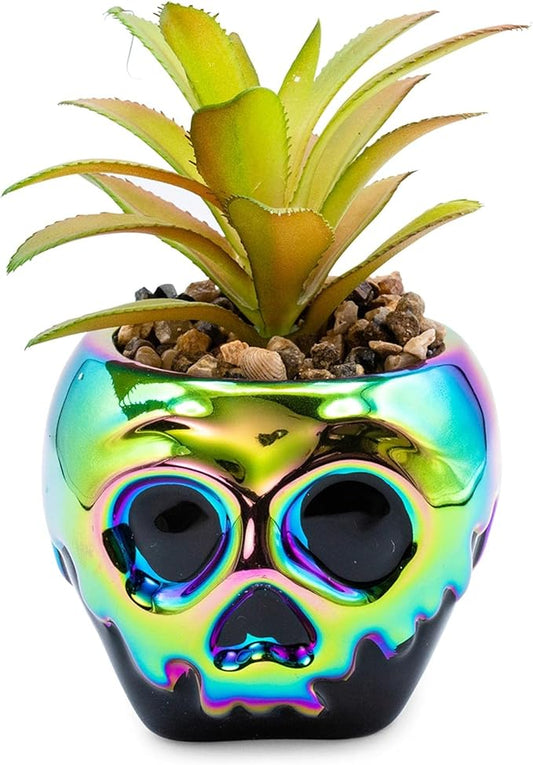 Disney Villains Evil Queen Poison Apple Ceramic Planter with Artificial Succulent | Small Flower Pot, Faux Indoor Plants For Desk Shelf, Home Decor Trinket Tray | Snow White and the Seven Dwarfs Gifts