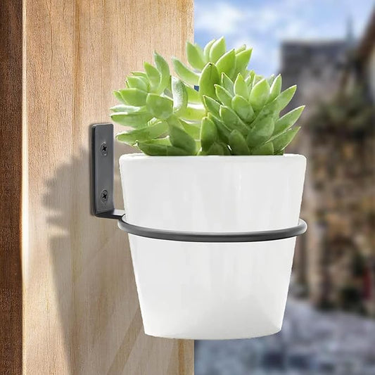 6 Pack 6 Inch Flower Pot Holder Ring, Wall Mounted Metal Planter Hanger, Matte Black, Iron
