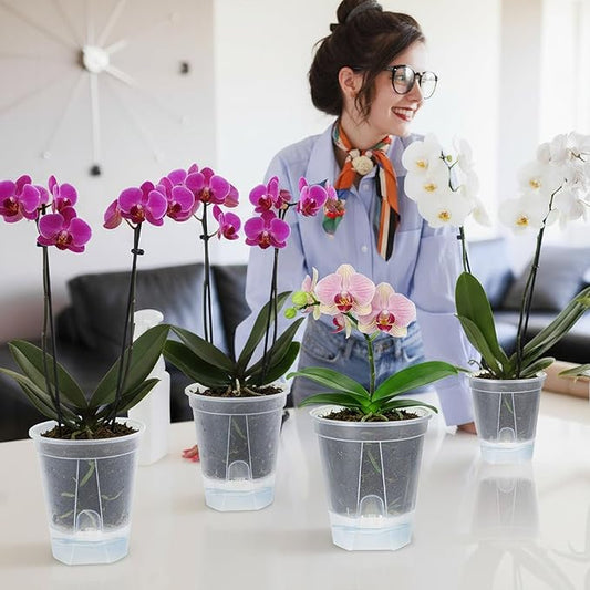 9 PCS Self Watering Pots for Indoor Plants Clear Nursery Pot with Drainage Holes Plastic Plant Pots and Deep Reservoir Bare Root Planter for Outdoor Plants and Flowers (4.73'', 5.91'', 7.09'')