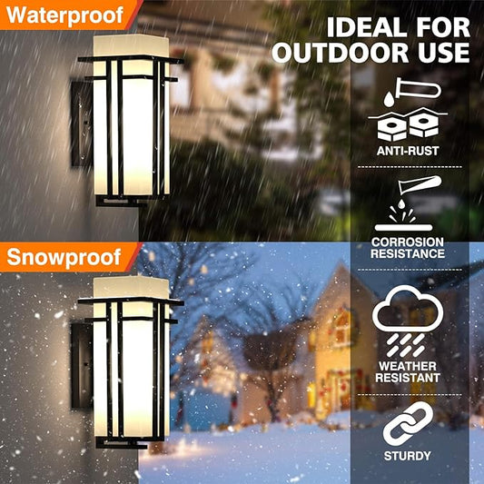 Outdoor Lighting Fixtures Wall Mount, Outdoor Wall Lights Modern with Frosted Glass, Aluminum Exterior Light for House Outdoor Wall Lantern for Garage Porch Carriage Patio (17''H, 1 pc)