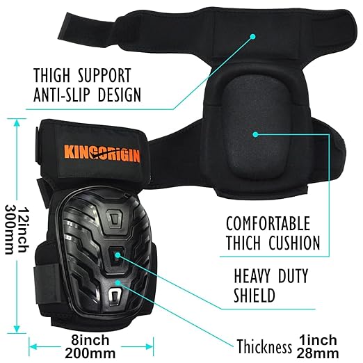 Professional Knee Pads for Work, Construction Gel Knee Pads, with Soft Duty Foam Padding, Heavy-duty Shell and Anti-Slip Straps for Indoor, Outdoor Gardening, Flooring, Cleaning, Tiling