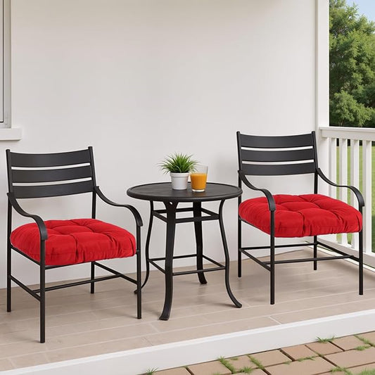 MTMR Waterproof Outdoor Chair Cushions Set of 2, 19X19 Patio Wicker Chair Cushions, Tufted Outdoor Cushions for Patio Furniture, Thick Outdoor Patio Replacement Seat Pads for Porch Lawn Chairs Red