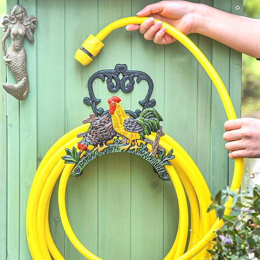 Sungmor Heavy Duty Cast Iron Hose Holder, Garden & Yard Decorative Wall Mounted Hose Butler, Water Pipe Holds, Rack, Hanger, Antique Wall Decorations