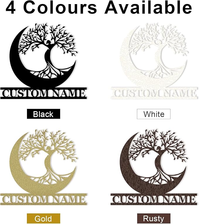 Personalized Custom Tree of Life Metal Sign, Family Tree Wall Decor, Large Metal Wall Art Last Name Sign, Couples Wedding Gifts, Home Decor for Bedroom Living Room