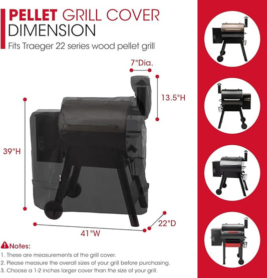 Unicook Pellet Grill Cover Compatible with Traeger Pro 22 Series & Pro 575, Heavy Duty Waterproof BBQ Grill Cover, Weather Resistant Outdoor Wood Pellet Smoker Protector, Black