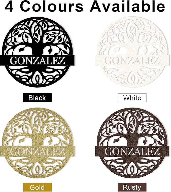 Tree of Life Custom Metal Signs, Personalized Tree of Life Family Sign Wall Decor, Outdoor Yard Decor, Last Name Sign for Home, Black Metal Wall Art, Housewarming Decorations Gift